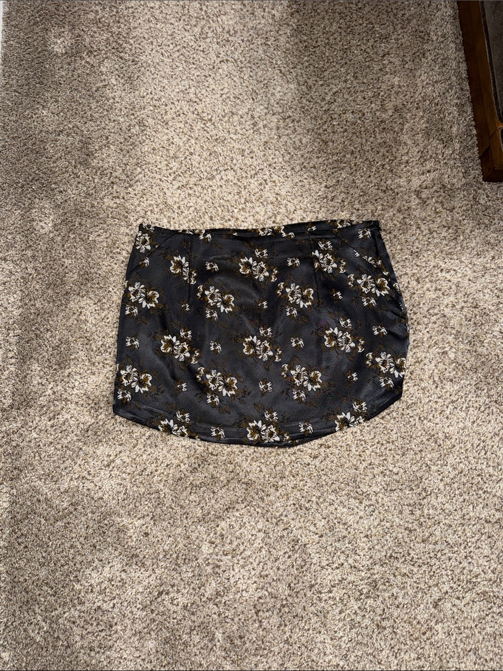 Free People Navy Mini Skirt with White and Tan Floral Print